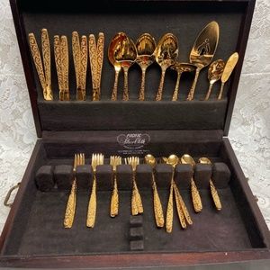 Vintage, 47-pc American, Golden Heritage Flatware for 8 with Hostess Set and Box